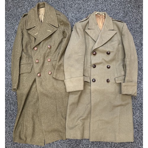 2280 - WW2 British Officers Greatcoats x 2, one is a 1940 pattern OR's greatcoat dated 1944 size 5 but fitt... 