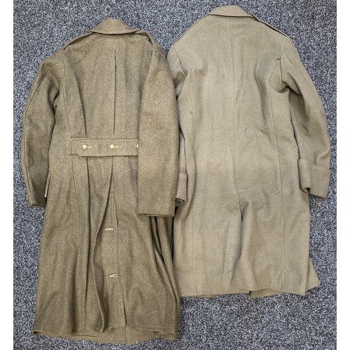 2280 - WW2 British Officers Greatcoats x 2, one is a 1940 pattern OR's greatcoat dated 1944 size 5 but fitt... 