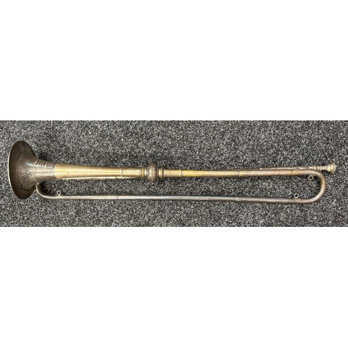 2281 - British Cavalry Trumpet, silver plated, maker marked 