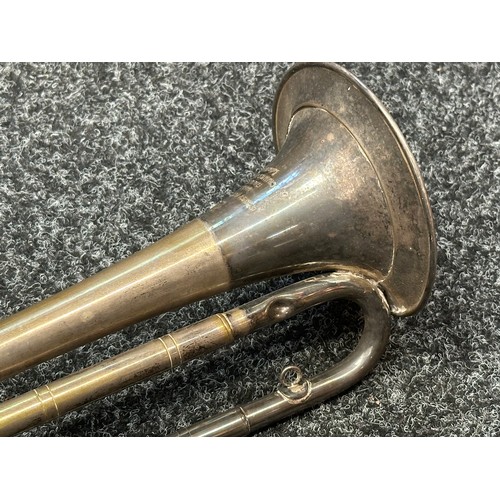 2281 - British Cavalry Trumpet, silver plated, maker marked 