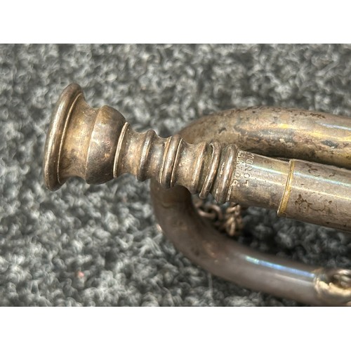 2281 - British Cavalry Trumpet, silver plated, maker marked 