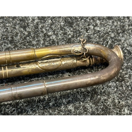 2281 - British Cavalry Trumpet, silver plated, maker marked 