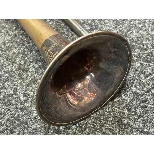 2281 - British Cavalry Trumpet, silver plated, maker marked 