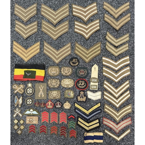 2282 - WW2 British Sgt's and Cpl's Rank Chevrons and Service Stripes, Warrant Officers Crowns, Trade badges... 