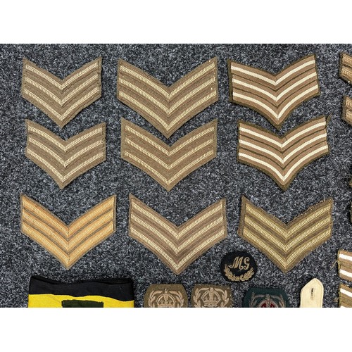 2282 - WW2 British Sgt's and Cpl's Rank Chevrons and Service Stripes, Warrant Officers Crowns, Trade badges... 