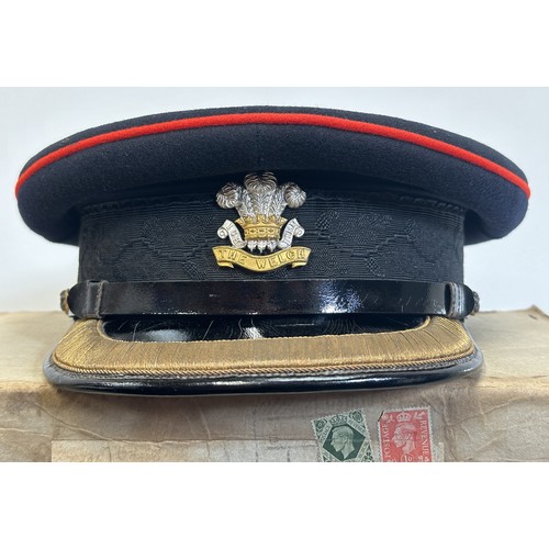 2286 - Postwar British Welsh Regt Officers Field Rank Dress Cap, complete with cap badge, maker marked 