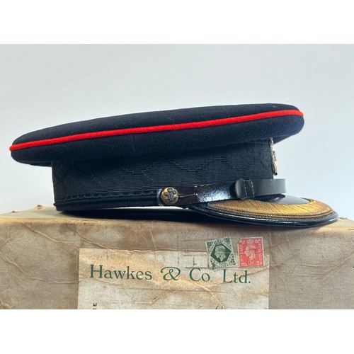 2286 - Postwar British Welsh Regt Officers Field Rank Dress Cap, complete with cap badge, maker marked 