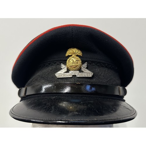 2289 - Postwar British Lancashire Fusiliers Officers Full Dress Cap. Silver Gilt officers cap badge. Regime... 