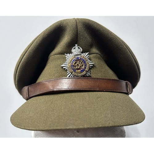 2292 - Post War British RASC Officers Service Dress Cap fitted with a dress uniform enamelled King Crown ca... 