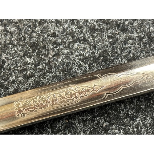 2293 - Replica Life Guards Sword with etched single edge blade 990mm in length with etched decoration in th... 