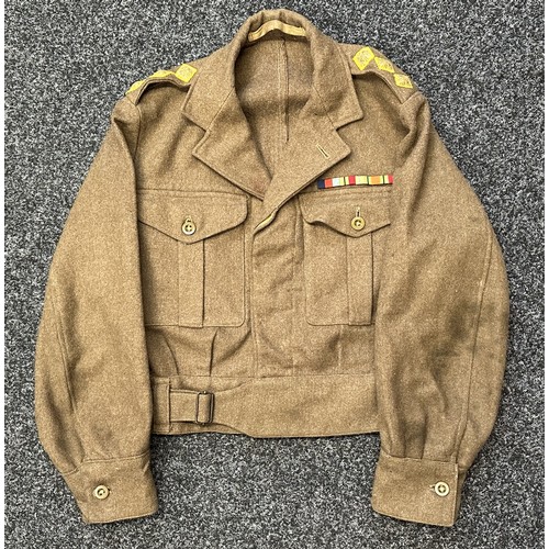 2296 - British 1949 Pattern Battledress Blouse with Captains Rank Insignia on yellow backing for RAPC or RA... 