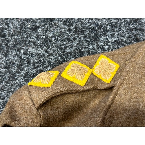 2296 - British 1949 Pattern Battledress Blouse with Captains Rank Insignia on yellow backing for RAPC or RA... 