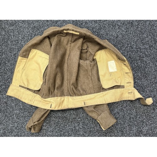 2296 - British 1949 Pattern Battledress Blouse with Captains Rank Insignia on yellow backing for RAPC or RA... 