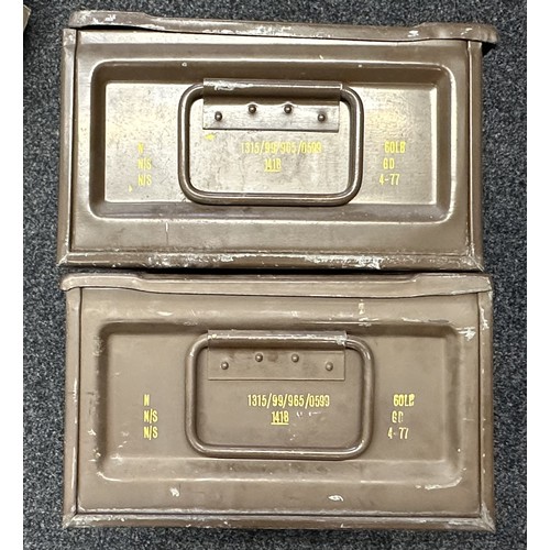 2297 - Four British Army Ammo boxes for 105mm L35A2 Rounds. Empty. Size 65cm x 34cm x 20cm (4)