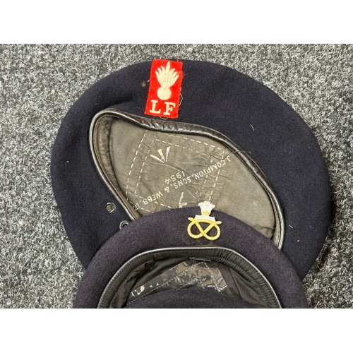 2301 - Collection of British Berets and Caps to include: Two Army Officers Service Dress Caps, one RAF SD C... 