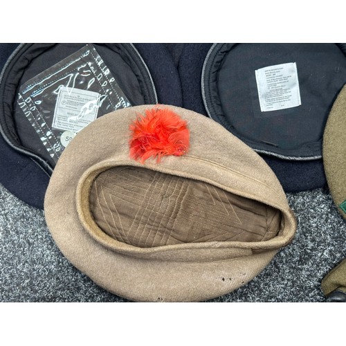 2301 - Collection of British Berets and Caps to include: Two Army Officers Service Dress Caps, one RAF SD C... 