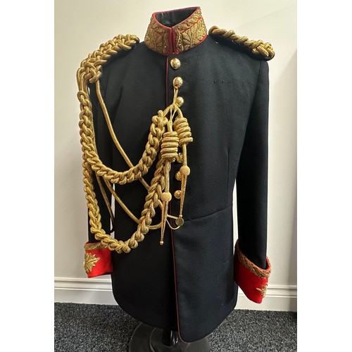 2303 - British Blues & Royals Captains Full Dress Uniform Tunic. Queens Crown buttons. Complete with aiguil... 