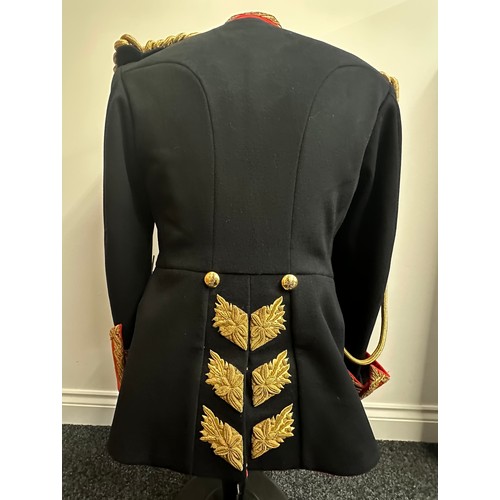 2303 - British Blues & Royals Captains Full Dress Uniform Tunic. Queens Crown buttons. Complete with aiguil... 