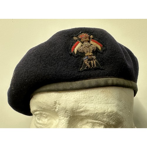 2305 - British Cavalry Officers Beret with wire bullion embroidered cap badge for the 12th Lancers. Private... 