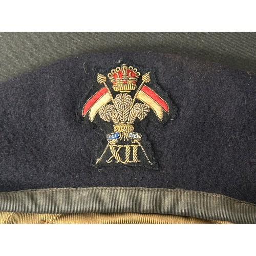 2305 - British Cavalry Officers Beret with wire bullion embroidered cap badge for the 12th Lancers. Private... 