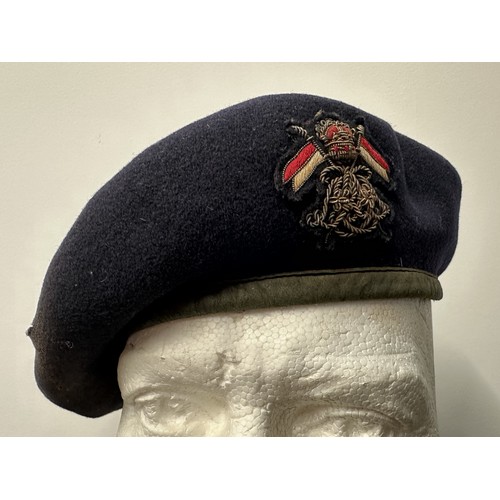 2306 - British Cavalry officers Beret with wire bullion embroidered cap badge for the 16th Lancers.