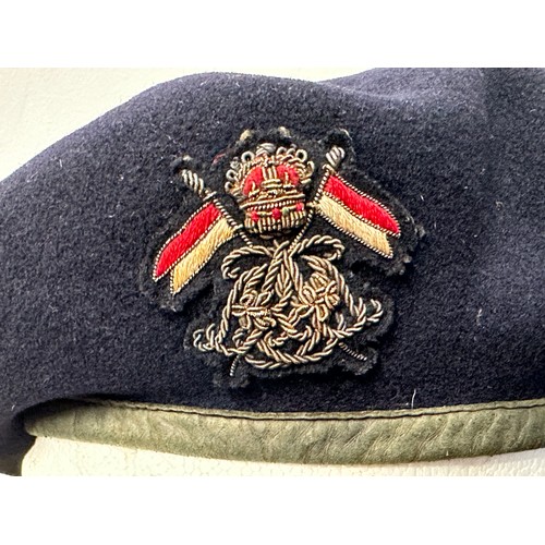 2306 - British Cavalry officers Beret with wire bullion embroidered cap badge for the 16th Lancers.