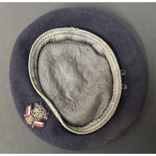 2306 - British Cavalry officers Beret with wire bullion embroidered cap badge for the 16th Lancers.