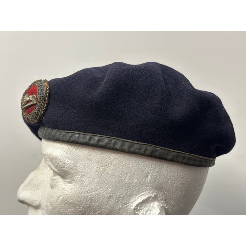 2307 - British Cavalry officers Beret with wire bullion embroidered cap badge for the 3rd Hussars. Has serv... 