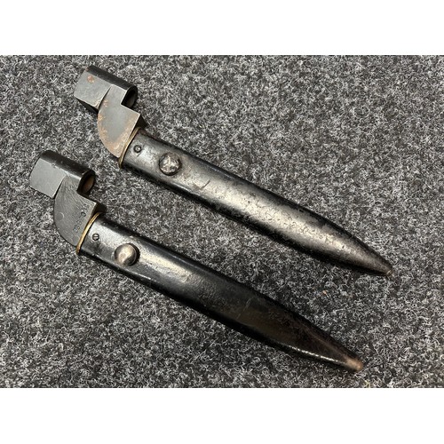 2311 - Two No.9 MKI Bayonets with complete with scabbards. One is British made by Poole RSAF with fullered ... 