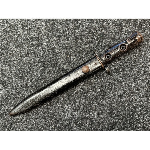 2312 - British L1A3 Bayonet for the SLR Rifle with fullered Bowie style blade 202mm in length. Cast metal g... 