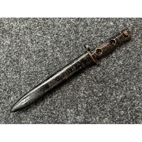 2312 - British L1A3 Bayonet for the SLR Rifle with fullered Bowie style blade 202mm in length. Cast metal g... 