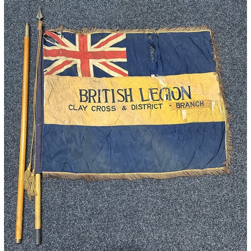 2313 - British Legion Standard for Clay Cross & District in relic condition. Complete with original pole, b... 