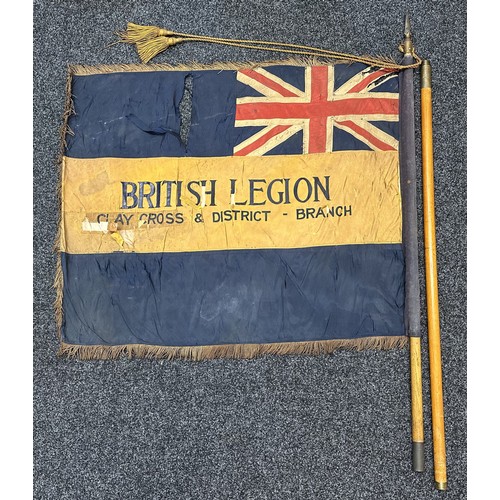 2313 - British Legion Standard for Clay Cross & District in relic condition. Complete with original pole, b... 