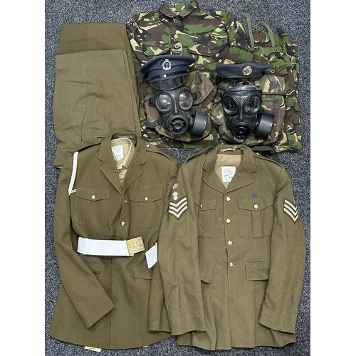 2314 - Post War British Army No 2 Dress Jackets and Trousers x 2, White Belt Royal Artillery Dress Belt and... 