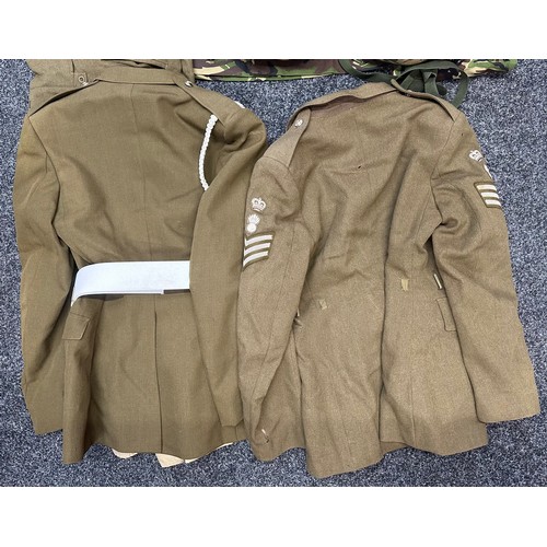 2314 - Post War British Army No 2 Dress Jackets and Trousers x 2, White Belt Royal Artillery Dress Belt and... 