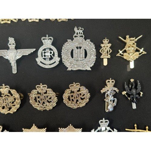 2318 - Post War British Army ERII Staybrite Cap badges, collar dogs, shoulder titles and buttons.