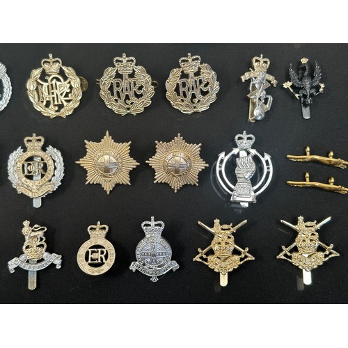 2318 - Post War British Army ERII Staybrite Cap badges, collar dogs, shoulder titles and buttons.