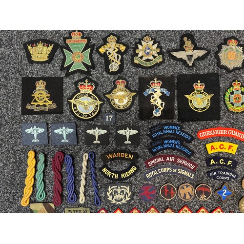 2319 - Mixed British cloth insignia most post war but including some WW2. Along with Veterans bullion wire ... 