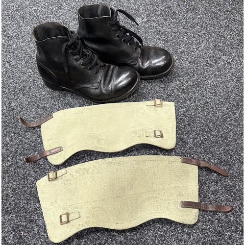 2325 - British Ammo Boots dated 1953, size 8 L complete with studs and toe and heel plates and a pair of Ca... 