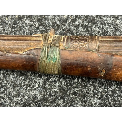 2332 - North African Matchlock Jezail Camel Gun with 94cm long barrel. Smoothbore approx. 14mm. Overall len... 