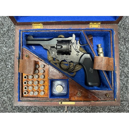 2339 - Air Soft WW1 Webley .455 Mark VI Revolver in .22 cal serial number 21H118864 housed in a custom made... 