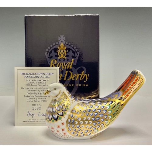 4 - A Royal Crown Derby paperweight, Millenium Dove, for Goviers of Sidmouth, their Annual Paperweight f... 