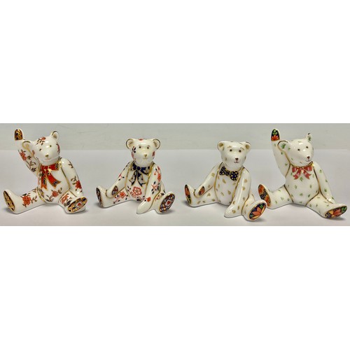 18 - A set of four Royal Crown Derby miniature bears, Edward Bear, Victoria, Alice and William, all model... 