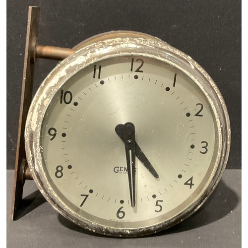 504 - Industrial Salvage - a mid 20th century Gents brass double sided factory or railway timepiece, drum ... 