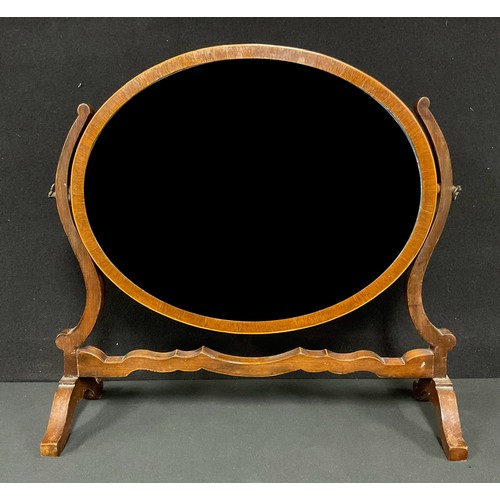 537 - A Victorian mahogany inlaid dressing table mirror, 49cm high x 51cm wide