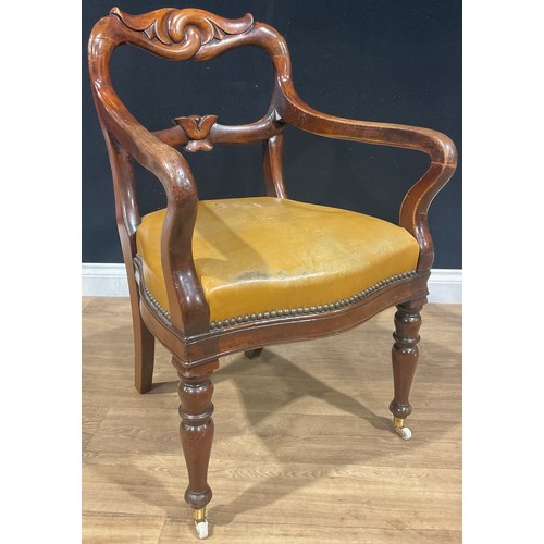 542 - A George IV mahogany desk chair, 93cm high, 60cm wide, the seat 48cm deep