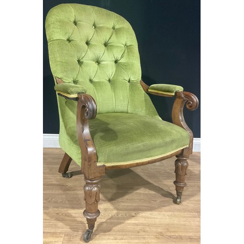 543 - A William IV mahogany library chair, 109cm high, 68cm wide, the seat 45cm deep