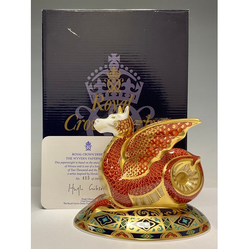 1 - A Royal Crown Derby paperweight, The Wessex Wyvern, based on the fabled winged dragon of Wessex and ... 