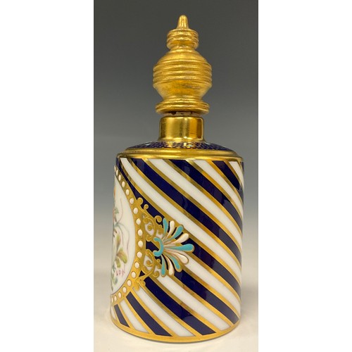 357 - A Lynton porcelain barrel-shaped scent bottle, painted by Stefan Nowacki, monogrammed, with a musica... 