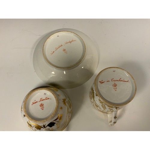 352 - A Derby Named view coffee cup, tea cup, and saucer, decorated with View of Cumberland,Near Matlock, ... 